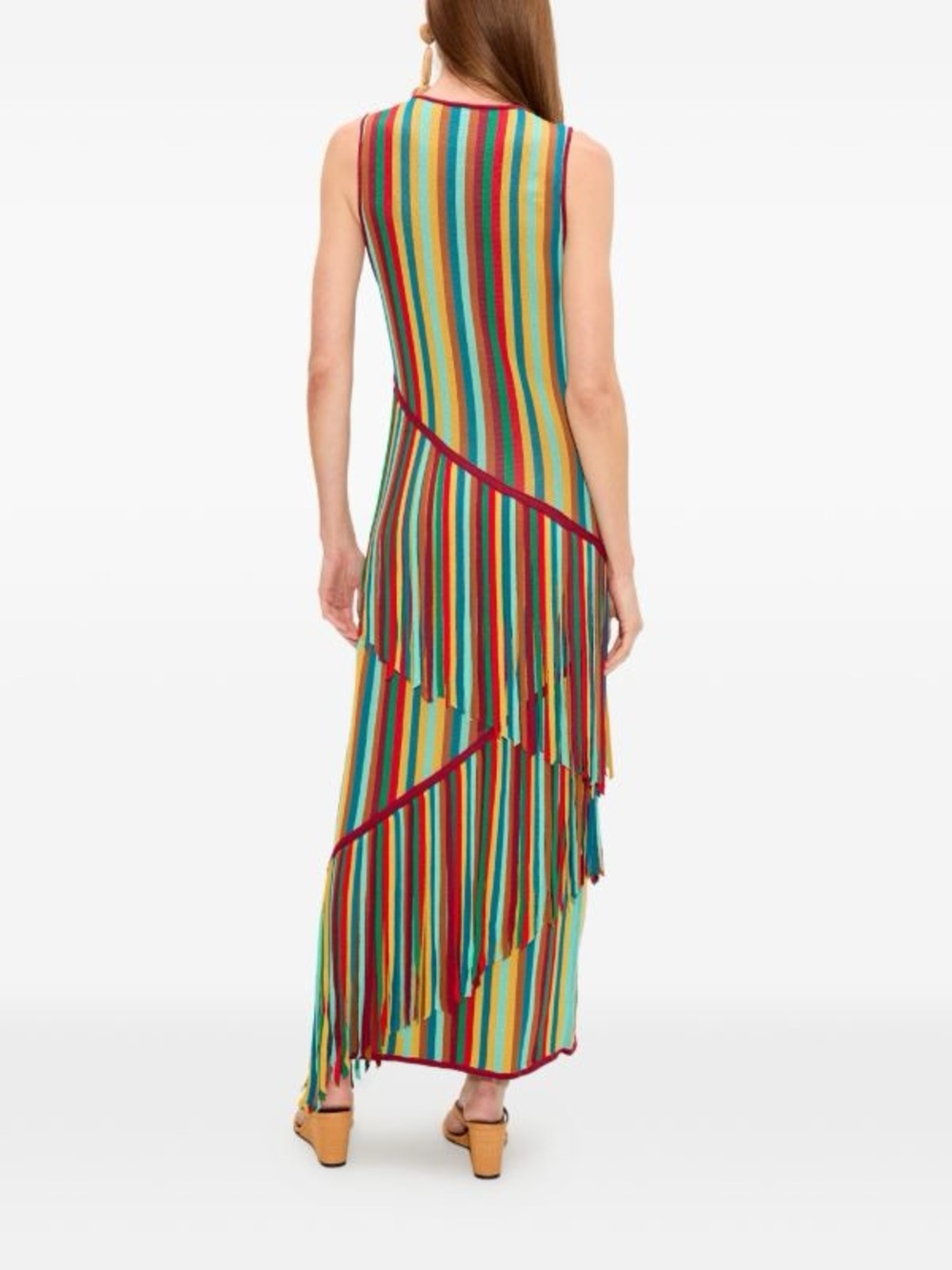 Simon Miller Spiral Knit Maxi Dress Fringe Rainbow Multicolor Sleeveless M boho - Picture 5 of 16